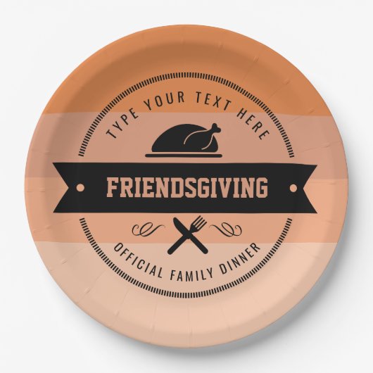 感謝祭の友情トルコパーソナライズされた ペーパープレート (正面)