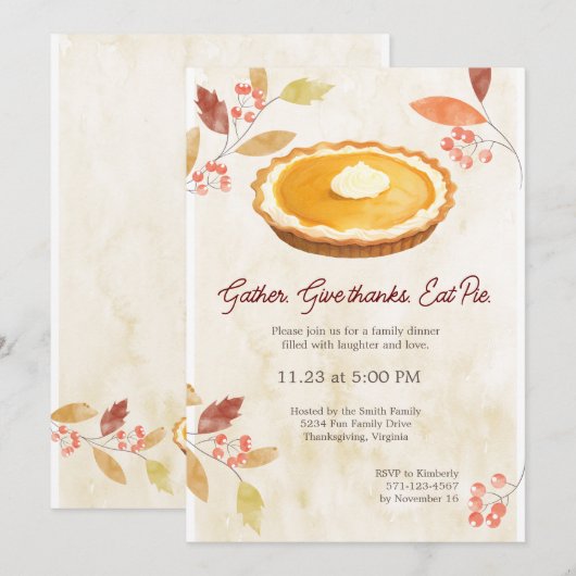 感謝祭の友情招待状 招待状 (正面/裏面)