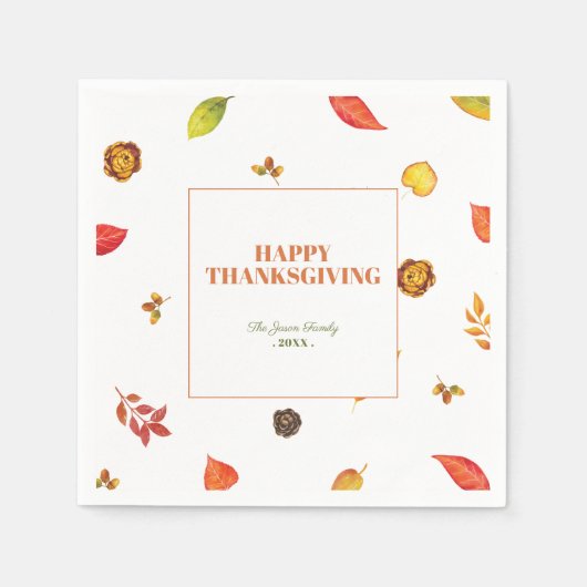 感謝祭の友情紙ナプキンス スタンダードカクテルナプキン (正面)