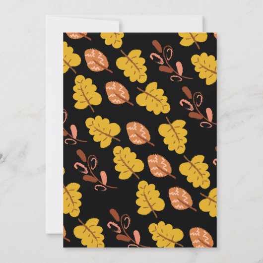 感謝祭の友達との食事 葉の模様 招待状 (裏面)