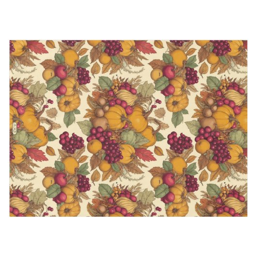 感謝祭の収穫祭レッド金ゴールドグリーンハウス テーブルクロス (正面(横))