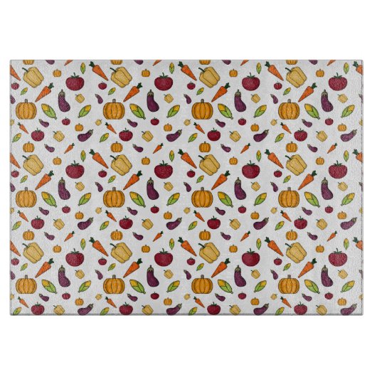 感謝祭の収穫野菜パターン カッティングボード (正面)