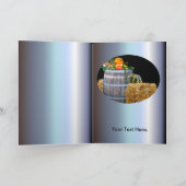 感謝祭の収穫風景と樽と農産物 シーズンカード (内部)