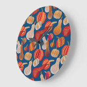 感謝祭の収穫:カボチャヴィンテージアート ラージ壁時計 (傾斜)