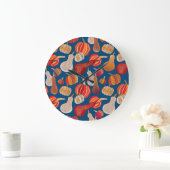 感謝祭の収穫:カボチャヴィンテージアート ラージ壁時計 (ホーム)