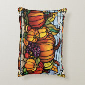 感謝祭の収穫、装飾的なステンドグラス アクセントクッション (裏面(縦))