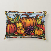 感謝祭の収穫、装飾的なステンドグラス アクセントクッション (裏面)