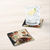 感謝祭の喜び:家族の饗宴 スクエアペーパーコースター (インサイチュ)