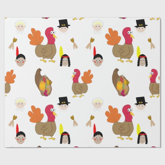 感謝祭の図解入りの、写真付きのな包装紙 ラッピングペーパー (フラット)