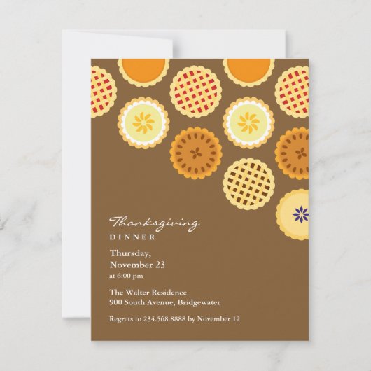 感謝祭の夕食およびパイ平らな招待状 招待状 (正面)