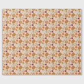 感謝祭の夕食のパターンのピンク ラッピングペーパー (フラット)