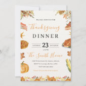 感謝祭の夕食のパンプキンパイ 招待状 (正面)
