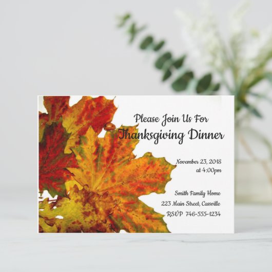 感謝祭の夕食のパーティの招待状の紅葉 招待状 (スタンド正面)
