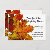 感謝祭の夕食のパーティの招待状の紅葉 招待状 (正面/裏面)
