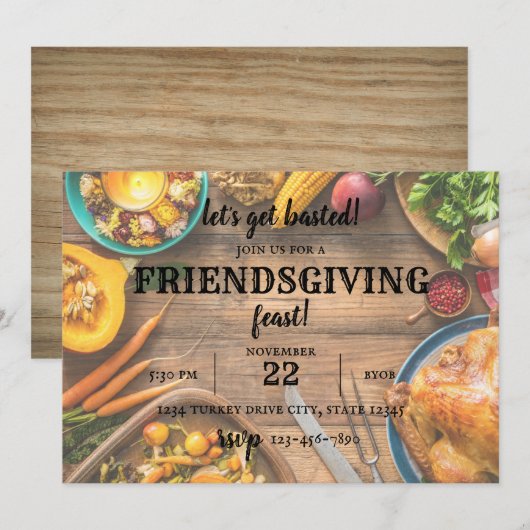 感謝祭の夕食の招待状 招待状 (正面/裏面)