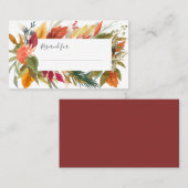 感謝祭の夕食の水彩画の秋の群葉 プレイスカード (正面/裏面)