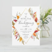 感謝祭の夕食の水彩画の秋の群葉 招待状 (スタンド正面)