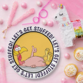 感謝祭の夕食の漫画の準備ができたトルコ ペーパープレート (パーティー)