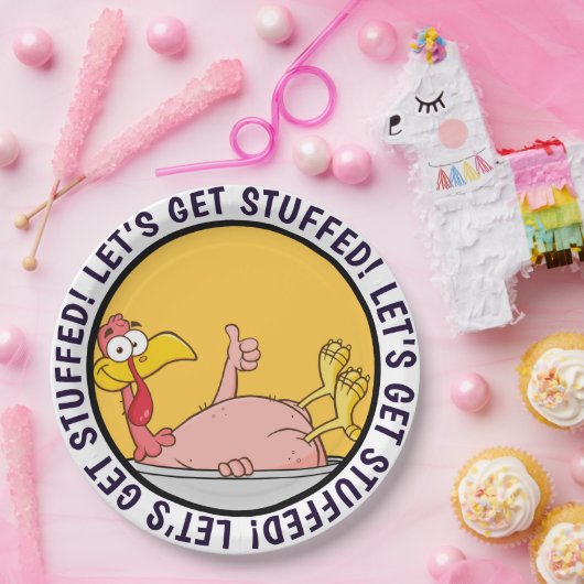 感謝祭の夕食の漫画の準備ができたトルコ ペーパープレート