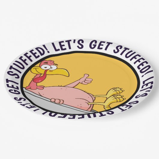 感謝祭の夕食の漫画の準備ができたトルコ ペーパープレート (アングル)