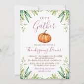 感謝祭の夕食秋のカボチャを集めよう 招待状 (正面)