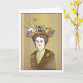 感謝祭の女性 カード (黄色い花)