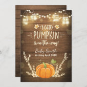 感謝祭の妊娠の発表少しカボチャ 案内状 (正面/裏面)