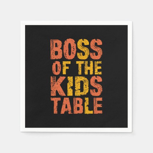 感謝祭の子どもの食卓のボス、七面鳥の日 スタンダードカクテルナプキン (正面)