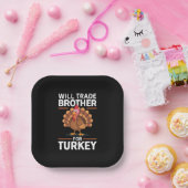 感謝祭の子供たちが兄弟をトレードしてトルコ ペーパープレート (パーティー)