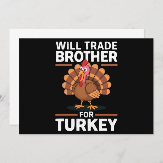 感謝祭の子供たちが兄弟をトレードしてトルコ 招待状 (正面/裏面)