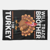 感謝祭の子供たち、兄弟をターキーと交換する キッチンタオル (横)