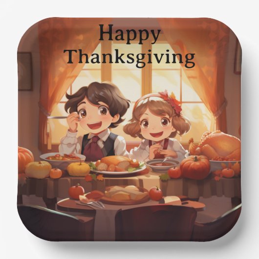 感謝祭の子供7 ペーパープレート (正面)