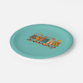 感謝祭の完璧な秋の日のレトロヴィンテージ ペーパープレート (アングル)