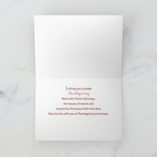 感謝祭の宗教恵みの木と鹿 カード (内部)