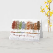 感謝祭の宗教恵みの木と鹿 カード (黄色い花)