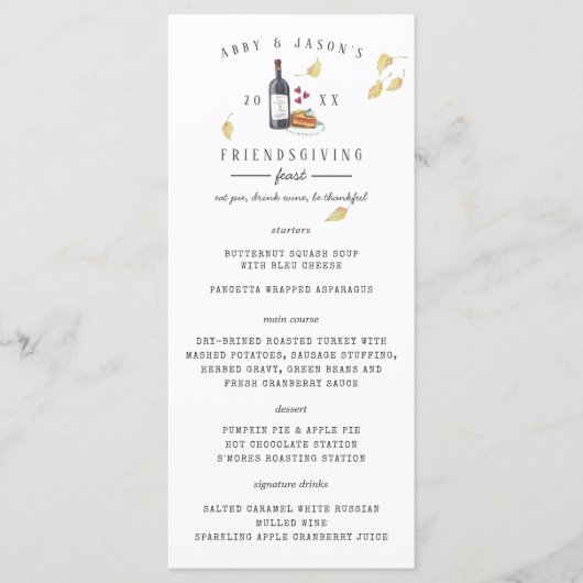 感謝祭の宴カスタムのディナーメニュー メニュー (正面)