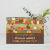 感謝祭の宴秋ディナーパーティー秋の七面鳥 招待状 (スタンド正面)