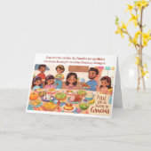 感謝祭の宴 - ヒスパニック系家族 カード (黄色い花)