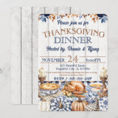 感謝祭の家族と友人の食事 招待状 (正面/裏面)