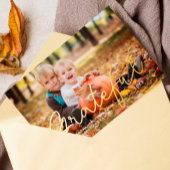 感謝祭の家族の写真 箔シーズンカード