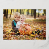 感謝祭の家族の写真 箔シーズンカード (正面)