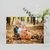 感謝祭の家族の写真 箔シーズンカード (立ち正面)