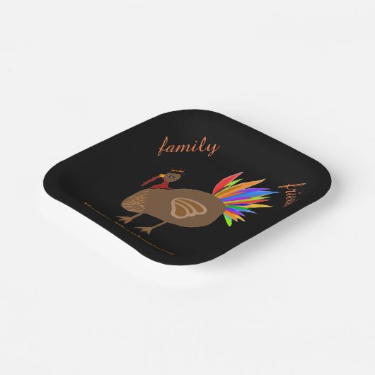 感謝祭の家族の友人の男性トルコ ペーパープレート (傾斜あり)