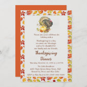 感謝祭の家族の友人ディナー 招待状 (正面/裏面)