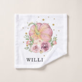 感謝祭の家族の名前パンプキンピンク バスタオルセット (ウォッシュタオル)