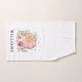 感謝祭の家族の名前パンプキンピンク バスタオルセット (ハンドタオル)