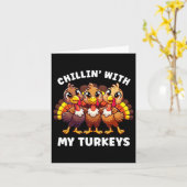 感謝祭の家族の子供と私の七面鳥おもしろい カード (黄色い花)
