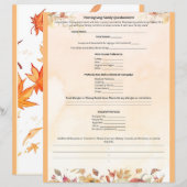 感謝祭の家族アンケート (正面/裏面)