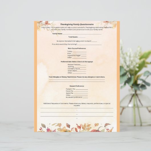 感謝祭の家族アンケート (スタンド正面)