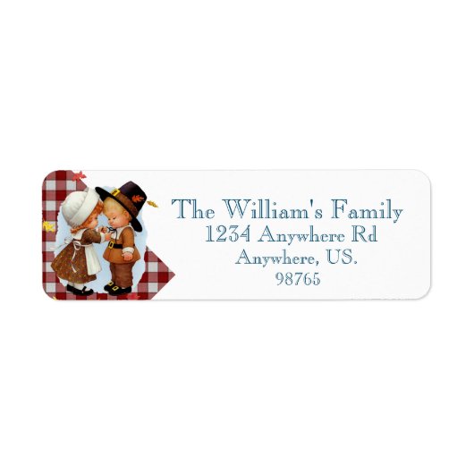 感謝祭の小さな巡礼者サファイアホリデー ラベル (正面)